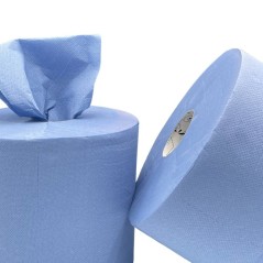 Bobine d'essuyage bleue pure ouate