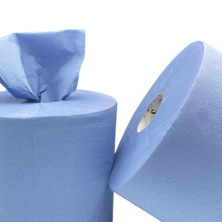 Bobine d'essuyage bleue pure ouate
