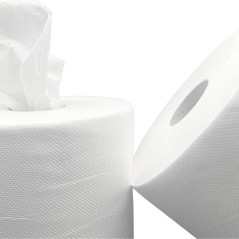 Bobine d'essuyage blanche pure ouate