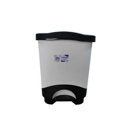 POUBELLE 25L NOIR ET BLANCHE A PEDALE