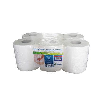 COB2225 - BOBINE ESSUIE MAIN BLANCHE PURE OUATE 450 F - PAQUET DE 6